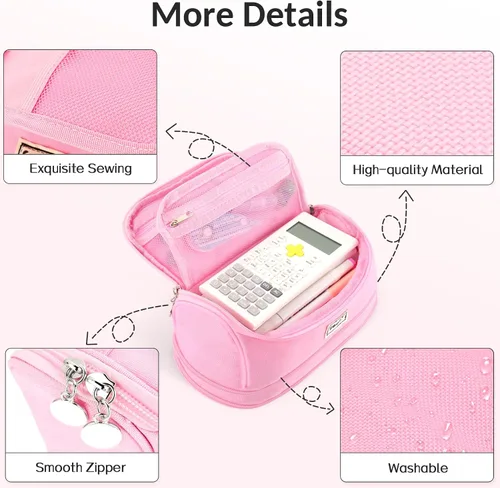 Vista 6 de Sooez - Estuche súper grande para lápices, estuche expandible de gran capacidad extra, organizador de bolígrafos, bolsa de papelería portátil