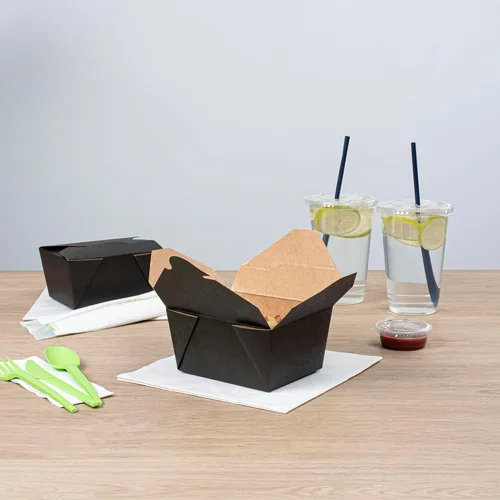 Vista 4 de Restaurantware Bio Tek - Cajas para llevar de 30 onzas, 200 loncheras para llevar, cierre de tabulación, resistentes al calor, desechables, de papel