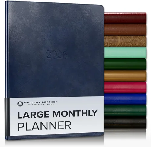 Vista 128 de Gallery Leather Agenda mensual grande 2026-2027 Acadia Navy Acadia Marina