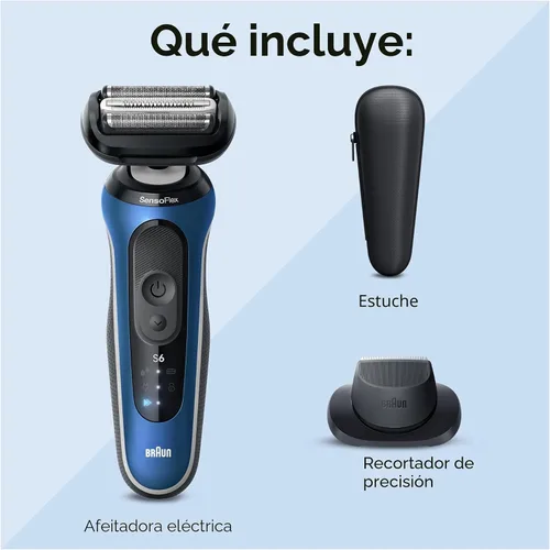 Vista 6 de Braun Maquinilla de afeitar eléctrica para hombre, serie 6 6120s, afeitado en húmedo y seco, modos de afeitado turbo y suave, con recortador