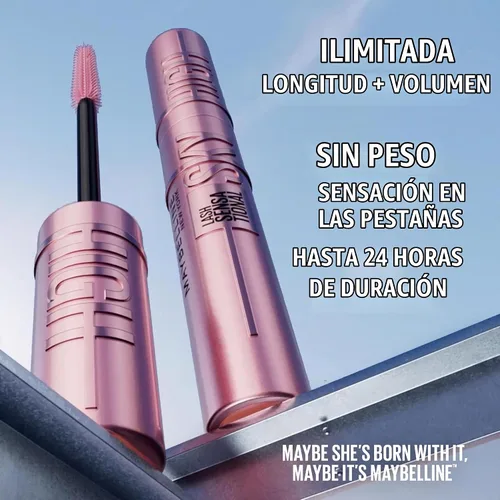 Vista 4 de Maybelline Lash Sensational Sky High - Máscara de pestañas lavable, maquillaje, voluminizadora, alargadora, definidora, rizador, fórmula acumulable