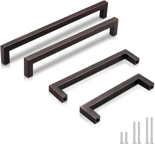 Vista 11 de GOBEKOR Paquete de 10 manijas sólidas de níquel cepillado para gabinetes de cocina con orificios centrales de 5 pulgadas, tiradores de cajón