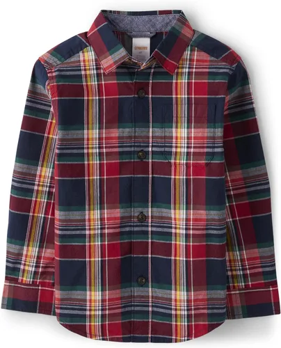 Vista 19 de Gymboree Camisa de manga larga con botones para niños y niños pequeños Rojo