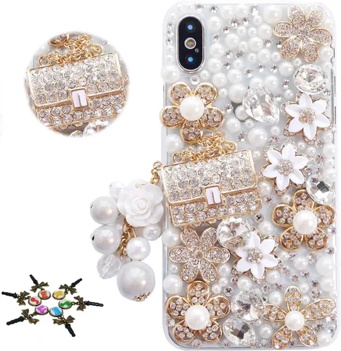 Vista 6 de Bling Funda compatible con iPhone 11, elegante, diseño de cristal con lazo hecho a mano en 3D, funda protectora compatible con iPhone 11 de 6.1