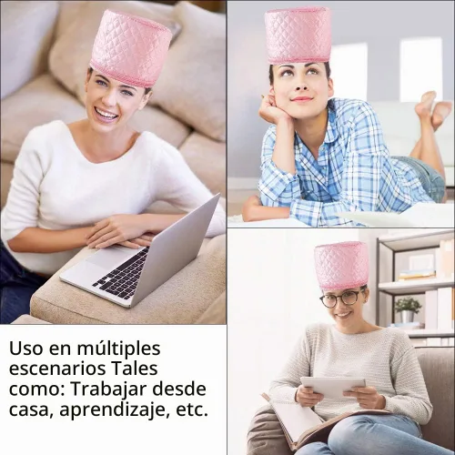 Vista 6 de Gorra para el cuidado del cabello, gorra de tratamiento térmico Yomagine Pink de 110 V, gorra de calor de acondicionamiento profundo, gorras