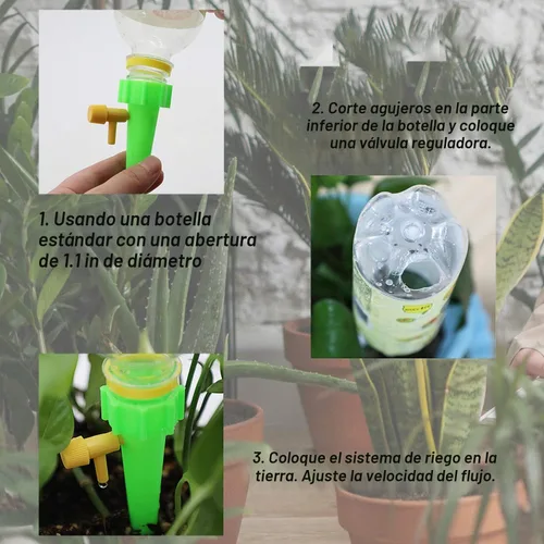 Vista 3 de GIHENHAO Paquete de 24 picos de riego automático para plantas, riego automático de plantas en interiores, dispositivos de riego por goteo ajustables