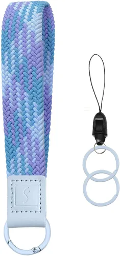 Vista 19 de Fishent Llavero elástico, bonito llavero de pulsera, cordón de muñeca tejido mejorado para llaves, llaveros para mujeres y hombres, llaves