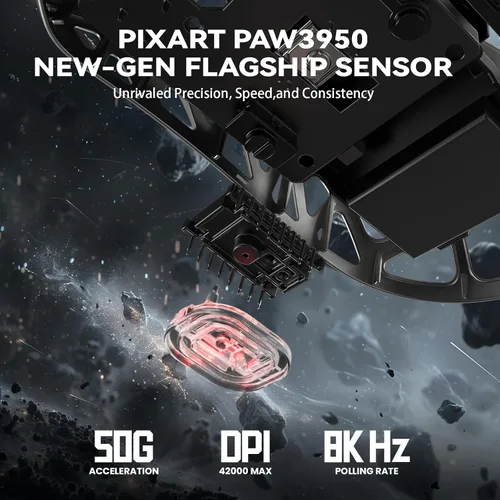 Vista 5 de ATTACK SHARK R2PRO - Ratón superligero de aleación de magnesio de 1.59 oz, sensor PixArt PAW3950, 42000DPI, frecuencia de sondeo inalámbrico