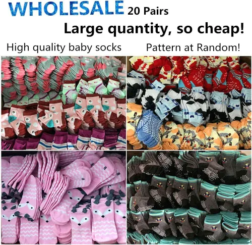 Vista 6 de 20 pares de calcetines para bebés, niños y niñas, de algodón (patrón al azar)