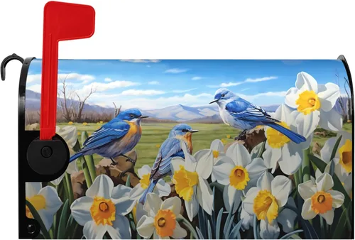 Vista 86 de Funda magnética para buzón patriótico de verano del 4 de julio, cubierta para buzón de bandera de Estados Unidos, diseño floral, Día