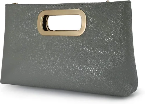 Vista 3 de Bolso de mano de piel de charol brillante para mujer con asa de metal