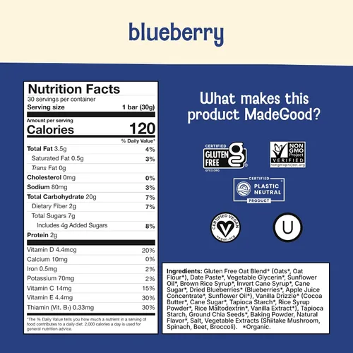 Vista 2 de MadeGood Mornings Blueberry - Barras de desayuno horneadas suaves