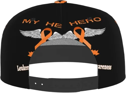 Vista 3 de My Hero is Now My Angel Leucemia Cancer Awareness Gorra de béisbol con impresión de cuatro caras con ala plana de pico fresco Hip Hop Gorra