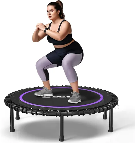 Vista 11 de BCAN 450/550LBS Mini Rebounder Trampoline for Adults, 40"/48" Foldable Fitness Trampoline with Bungees, Quiet & Stable Exercise Trampoline