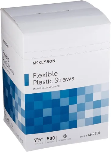 Vista 6 de McKesson Pajitas de plástico flexibles, blanco, 7 3/4 pulgadas, 500 unidades Envuelto individu