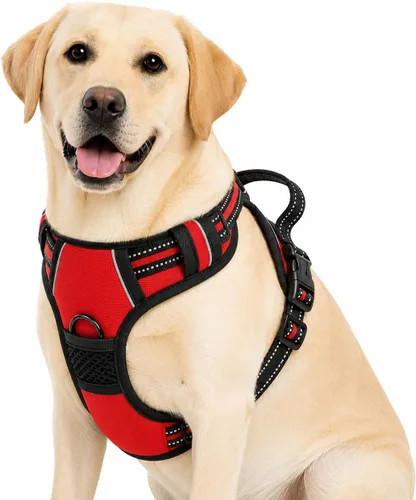 Vista 11 de Arnés para perro sin tirones, arnés reflectante cómodo ajustable con mango de fácil control delantero y trasero, acolchado suave para mascotas