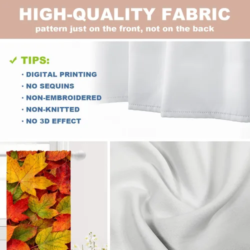Vista 471 de Shrahala Orange Autumn Autumn Blackout Curtain Tiers, Fall Kitchen Valance Light Blocking Tier Drapes with Rod Pocket, 2 Pack 26 X 24 in