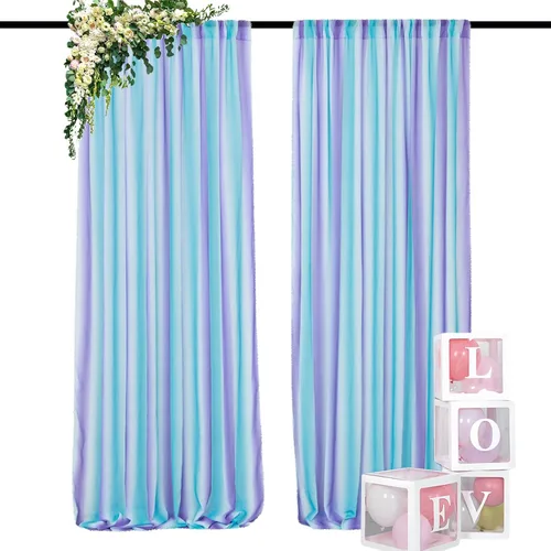 Vista 38 de DUOBAO Cortina de gasa rosa, 2 paneles de 29 x 96 pulgadas, cortinas de telón de fondo de boda, cortinas de playa transparentes para sala de estar