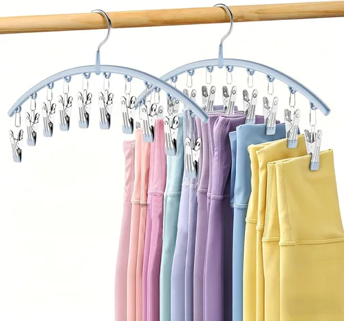 Vista 19 de Organizador de leggings para armario, perchas de metal para pantalones de yoga, 1 paquete con 10 clips con capacidad para 10 leggings, organizador