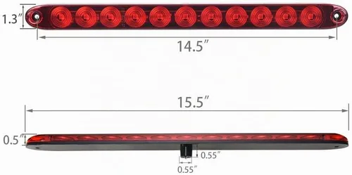 Vista 7 de MICTUNING 2 barras de luz LED rojas de 16 pulgadas, 11 luces LED para remolque, impermeables, selladas, luces direccionales, barra de freno, barra 2