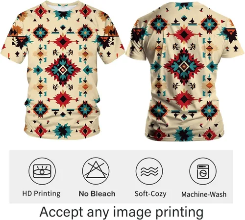 Vista 4 de Camiseta de manga corta con cuello redondo y diseño azteca divertido