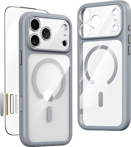 Vista 10 de JUESHITUO Funda magnética más fuerte a prueba de golpes para iPhone 18 Pro claro negro