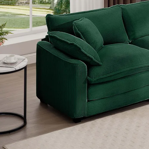 Vista 5 de KEIKI Juego de sofá de 2 piezas con 2 sofás individuales de pana extragrandes, juego de sillas decorativas modernas de 2 plazas tapizadas con 2