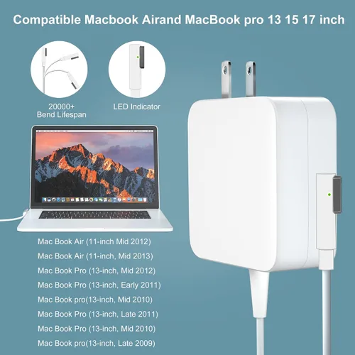 Vista 2 de Adaptador de corriente de 60 W compatible con Mac Book Pro Cargador A1278 A1344 para Mac Book Pro de 13 pulgadas (antes de mediados de 2012) Cable