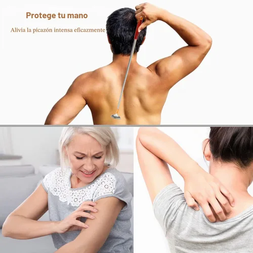Vista 5 de Rascador de espalda para mujeres y hombres extensible con rodillo Rojo oscuro