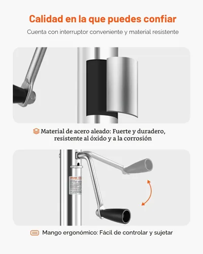 Vista 5 de VEVOR Gato de remolque con rueda, capacidad de carga de 1000 libras, gato giratorio de alta resistencia para remolque de barco con una sola rueda