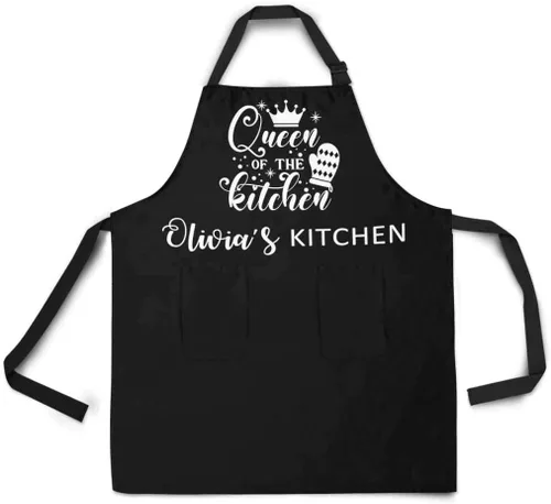 Vista 6 de Delantal de cocina con nombre personalizado para mujeres y hombres