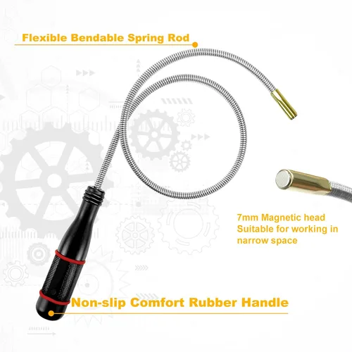 Vista 3 de Herramienta de recogida magnética flexible de 25 pulgadas, recogida de serpiente magnética flexible de 25 pulgadas de largo 2LB Bendable Spring