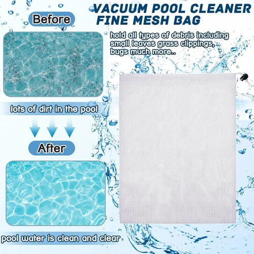 Vista 3 de Boao Paquete de 6 bolsas de malla fina para aspiradora de piscina, bolsa de malla fina de nailon de 9 x 13.8 pulgadas, bolsa de repuesto