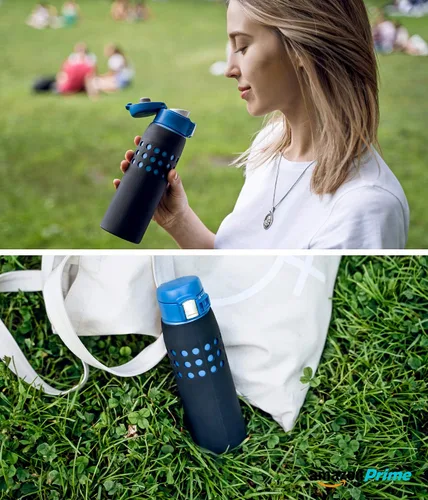 Vista 4 de Protect & Go - Funda de silicona compatible con la botella de agua térmica al vacío de la marca Zojirushi (negro, 16 onzas / 0.48 litros)