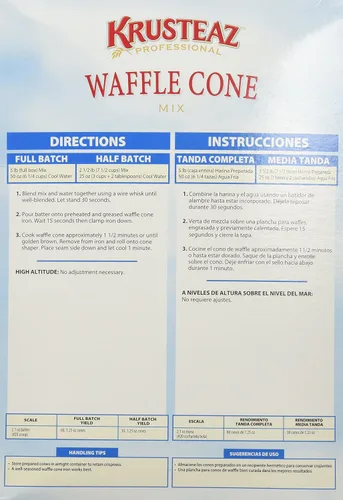 Vista 4 de Krusteaz WAFFLE CONE Mix 5lb (2 bolsas) Calidad Restaurante