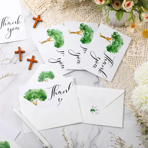 Vista 6 de Fumete Juego de 50 tarjetas de agradecimiento funerarias con sobres y calcomanías, tarjetas de agradecimiento de condolencias con mensaje