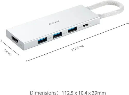 Vista 2 de Xiaomi Hub 5 en 1 tipo C, pantalla dual, admite resolución 4KUHD, carga rápida PD100W, USB de alta velocidad 3.0x3, puerto HDMI tipo C