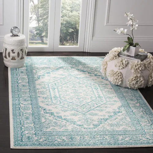 Vista 89 de SAFAVIEH ADR108B - Tapete de la colección Adirondack, 2 pies 1 pulgada x 6 pies, marfil y plateado, diseño de medallón oriental, no desprende