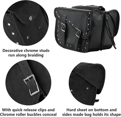 Vista 2 de GARGOYLE BELLS Bolsas de cuero genuino para silla de montar de motocicleta, bolsa de equipaje para softails, deportistas y helicópteros
