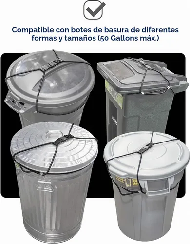 Vista 4 de Encased Bloqueo para botes de basura para animales/mapaches, cuerda elástica de nailon resistente y grande para exteriores