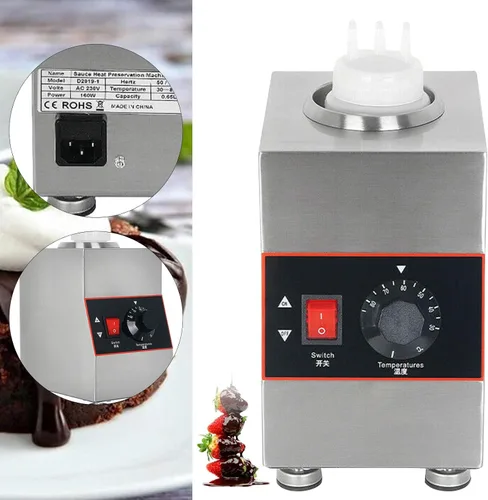 Vista 5 de YIYIBYUS Calentador de salsa de chocolate eléctrico de 22.0 fl oz, máquina de calentamiento de condimentos 86.0-185.0 °F, calentador eléctrico