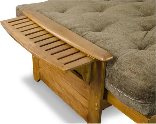 Vista 8 de Nirvana Futons Brentwood - Juego de sofá cama tipo futón con brazo tipo bandeja, marco completo, colchón de microfibra de 8 pulgadas, acabado
