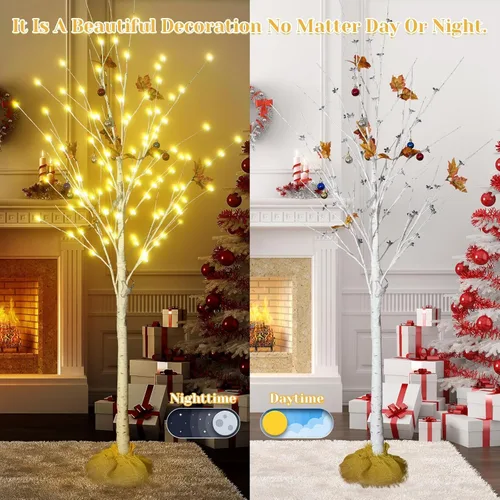 Vista 5 de Lamerge Juego de 3 árboles iluminados, árbol de Navidad de 4 pies, 5 pies y 6 pies con luces LED, decoración de Halloween, adecuado para festivales