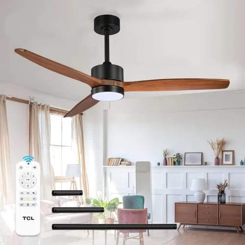 Vista 11 de TCL Ventilador de techo de madera natural de 52 pulgadas con luz y control