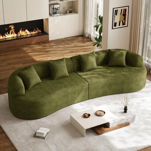 Vista 23 de Sofá seccional de gran tamaño de 147" para sala de estar, sofá moderno de lujo de chenilla suave de 4 plazas extra profundo y ancho con asiento