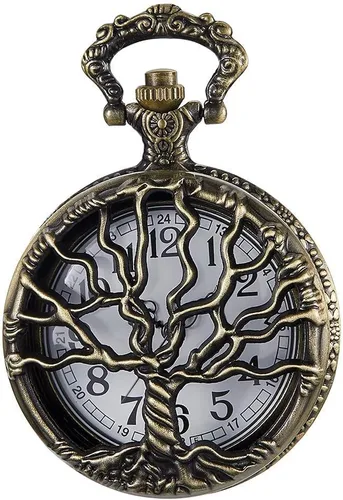 Vista 2 de Reloj de bolsillo de cuarzo para hombre, ojos verdes, forma de caja redonda, collar de bolsillo