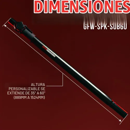 Vista 6 de Gator Frameworks GFW-SPK-SUB60 - Soporte estándar para subwoofer/altavoz con altura ajustable Altura mínima/máxima: 33" - 60", 132 lb. Capacidad