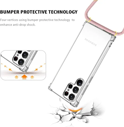 Vista 5 de Funda para Samsung Galaxy S22 Ultra con correa ajustable para el cuello cruzada, funda de teléfono con cordón para Galaxy S22 Ultra, funda
