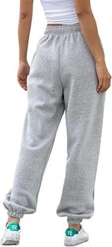 Vista 2 de TSMNZMU Pantalones deportivos de cintura alta para mujer, con bolsillos, pantalones deportivos para gimnasio, ajuste atlético, pantalones de descanso