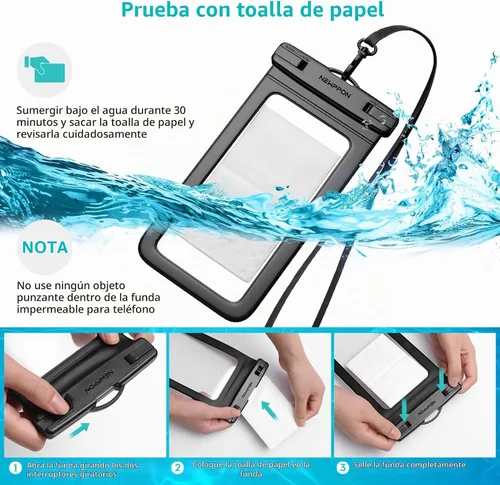 Vista 4 de Paquete de 100 bolsas impermeables para teléfono celular de 8.5 pulgadas – Funda seca bajo el agua – Protector transparente a prueba de agua